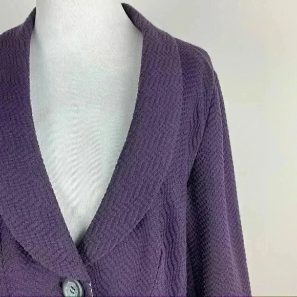 Coldwater creek Womens blazer size 12 purple one button knit shawl neck jacket - Picture 2 of 11
